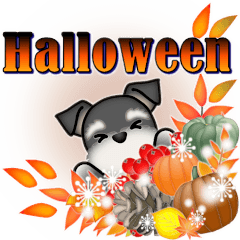 [LINEスタンプ] ミニチュアシュナウザーのHappy Halloweenの画像（メイン）
