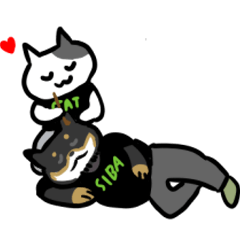 [LINEスタンプ] 黒柴さんのことが大好きニャンコ