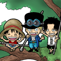 [LINEスタンプ] ONE PIECE コルボ山の悪ガキ3兄弟