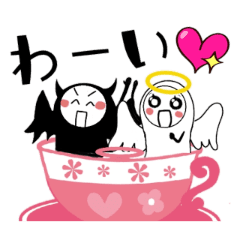 [LINEスタンプ] 天使ちゃんと悪魔くん♡動く➁