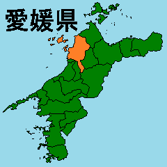 [LINEスタンプ] 拡大する愛媛県の市町村地図の画像（メイン）