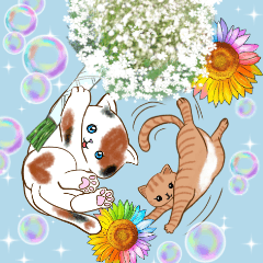 [LINEスタンプ] ❤️可愛い猫たちと綺麗なお花❤️日常verの画像（メイン）