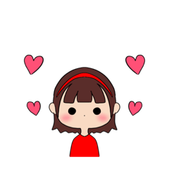 [LINEスタンプ] カチューシャ女の子(ショート)