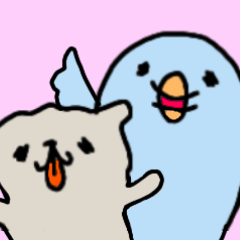 [LINEスタンプ] 仲良しな鳥と犬