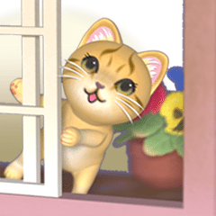 [LINEスタンプ] 出窓の猫【動く3D】の画像（メイン）
