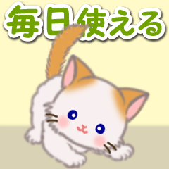 [LINEスタンプ] もふもふしっぽの子猫ちゃん 毎日使う言葉の画像（メイン）