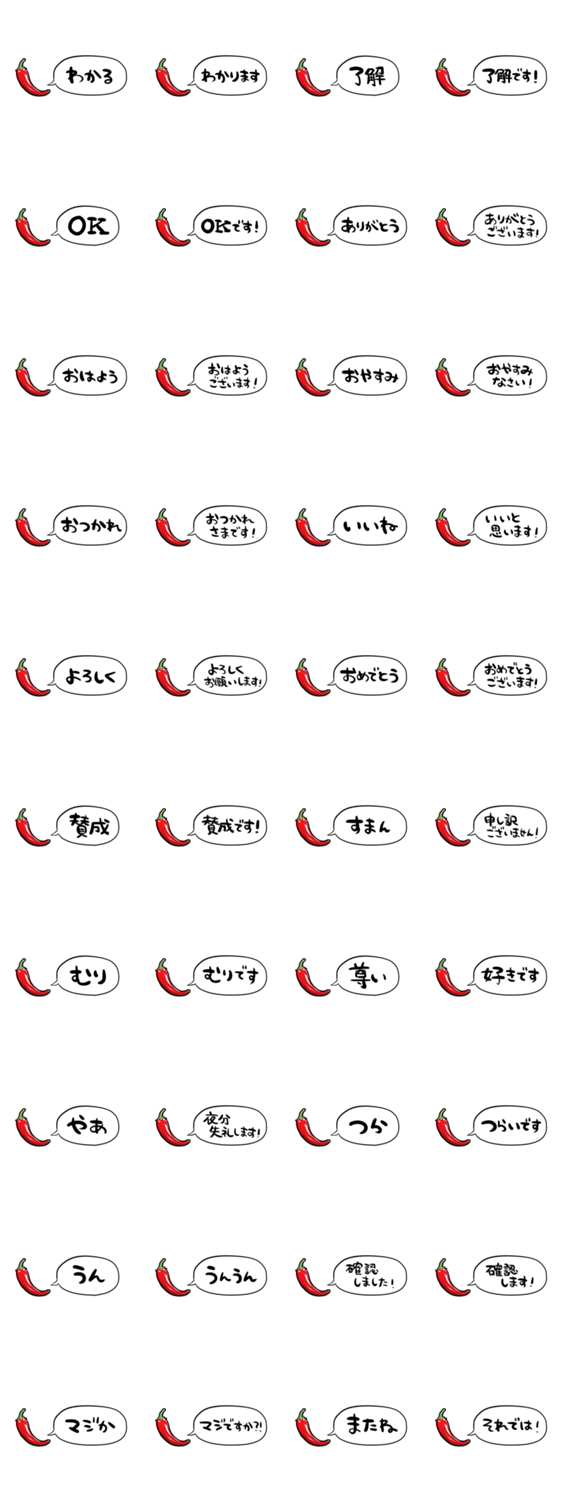 【省スペース】しゃべるトウガラシのスタンプ詳細