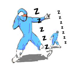 [LINEスタンプ] クリーンを着た眠気に勝てない工場作業員！の画像（メイン）