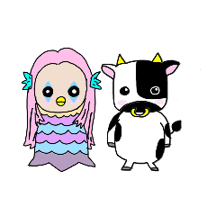 [LINEスタンプ] 疫病撲滅！アマビエと牛