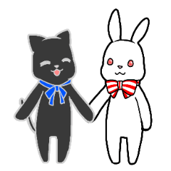 [LINEスタンプ] 黒ネコと白ウサギのスタンプ