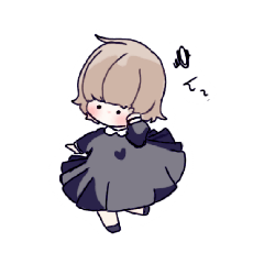 [LINEスタンプ] 黒ワンピ少女とくま