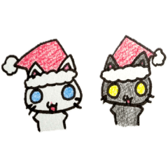 [LINEスタンプ] 白猫黒猫の冬