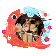 [LINEスタンプ] 正月 フクロモモンガ