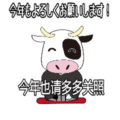 [LINEスタンプ] 中国語と日本語 牛年の新年の挨拶