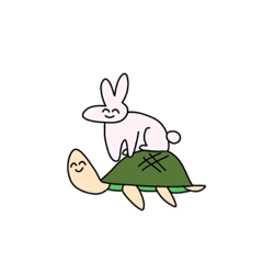 [LINEスタンプ] かめとうさぎ、ときどきうなぎ