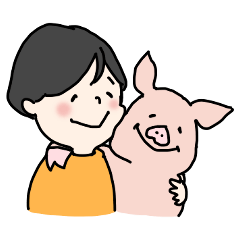 [LINEスタンプ] よっちゃんとたまにブタくん