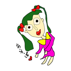 [LINEスタンプ] ツインテールグリーンガール