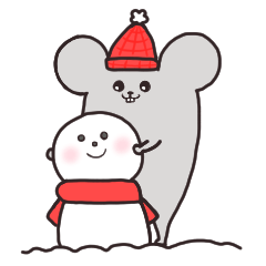 [LINEスタンプ] 丸いうさぎと四角いネズミ