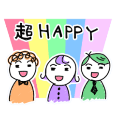 [LINEスタンプ] 手書き風わちゃわちゃ三人組