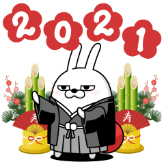 [LINEスタンプ] デカ動く 擦れうさぎ 年始2021