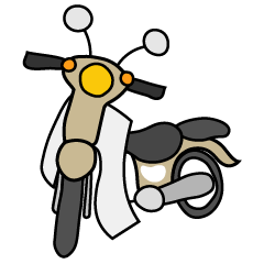 [LINEスタンプ] ベージュ色の小型バイクでツーリング