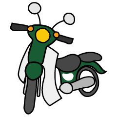 [LINEスタンプ] 深緑色の小型バイクでツーリング