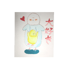 [LINEスタンプ] インコのポコとヒナ鳥