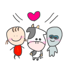 [LINEスタンプ] 牛さん、ときどき私と宇宙人。