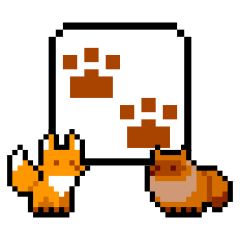 [LINEスタンプ] ドット絵のキツネ＆タヌキの画像（メイン）